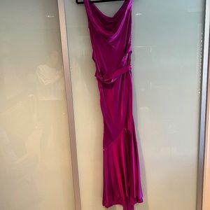 Christian Dior by John Galliano magenta silk evening dress gown